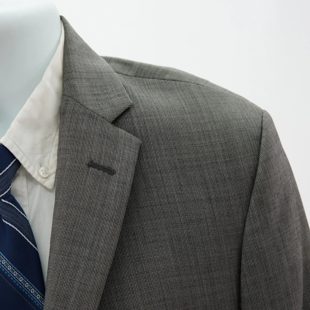 DAMAGED Joseph Jos A Bank Wool Gray Black Check Blazer 38S Tagged 40S Slim Fit